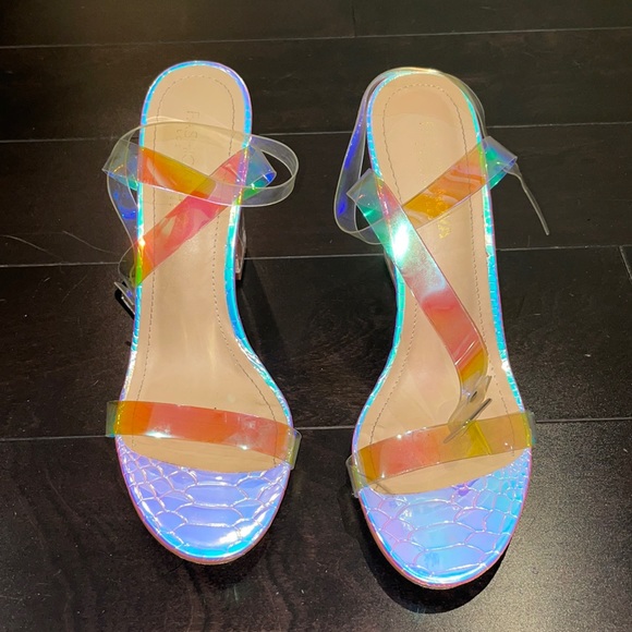 Fashion Nova Iridescent Clear Heels Clear Heel - Picture 4 of 5